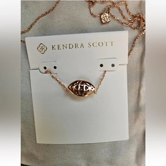KENDRA SCOTT Football Autumn Fall 14K Rose Gold 19” Football Necklace NEW NWT - Picture 4 of 8